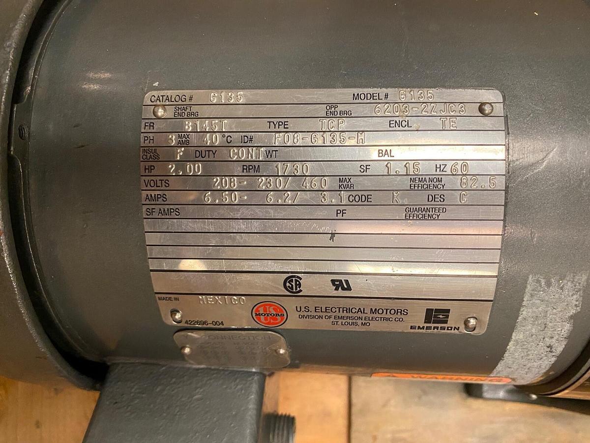 US MOTORS,G135,FRAME 5 GDP SYNCHROGEAR GEARMOTOR RATIO 7.63 2HP