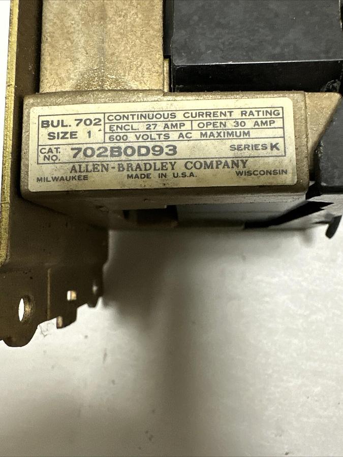 Used Allen-Bradley,702BOD93,Size 1 Contactor 4 Pole W/120 V Coil