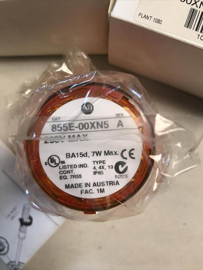 Used Allen Bradley,855E-00XN5,Steady Amber Light Series A Lot of 3