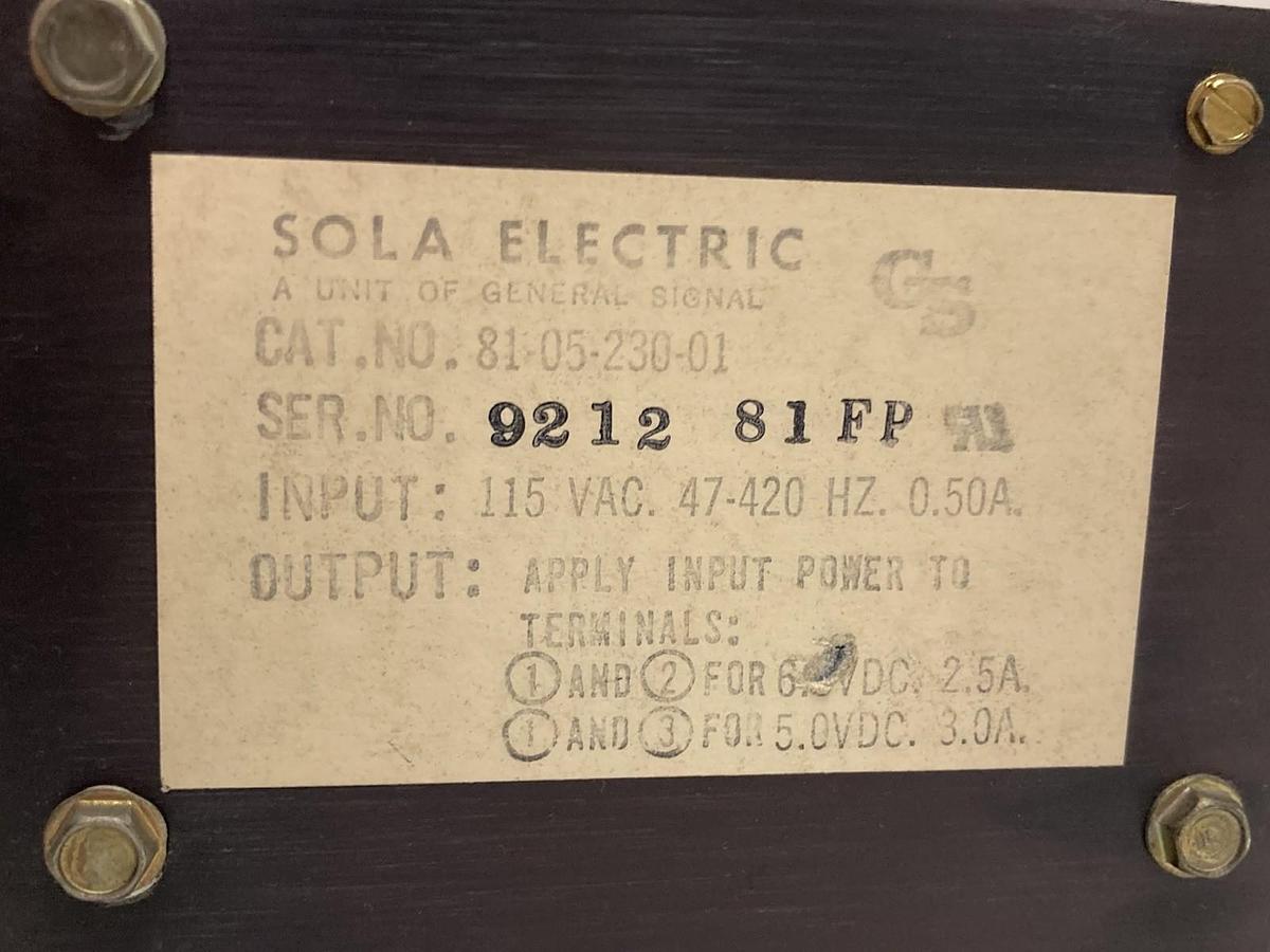 Sola Electric,9212 81FP,Power Supply 115Vac 47-420HZ 0.50A