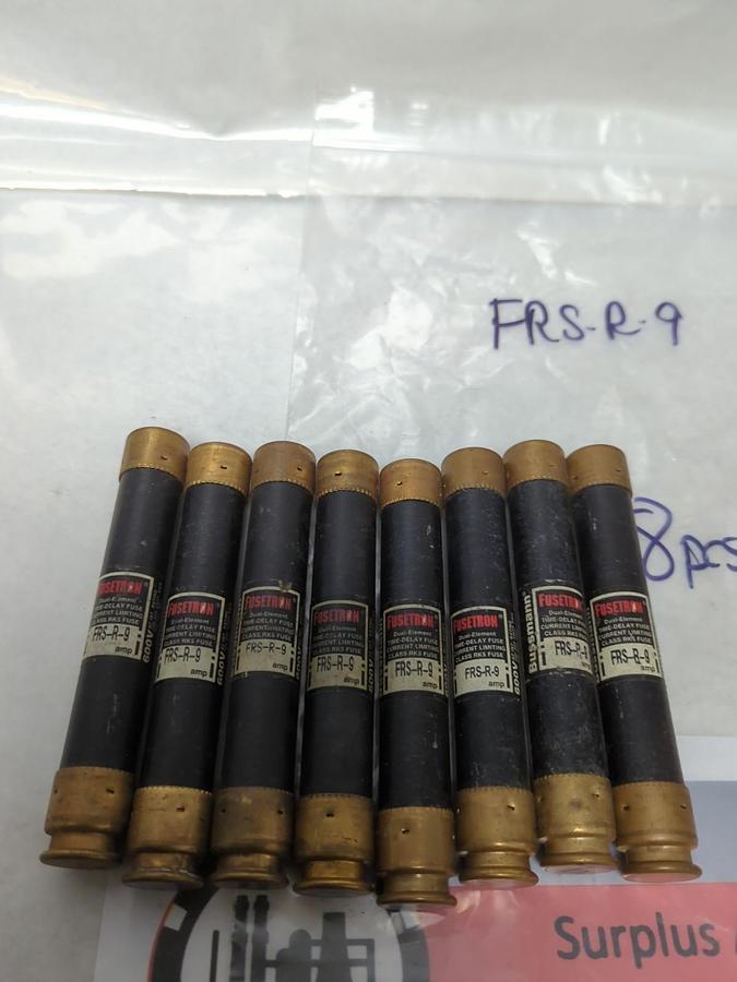 Used COOPER BUSSMANN,FRS-R-9,FUSETRON 9 AMP FUSE LOT OF 8 PRE-OWNED
