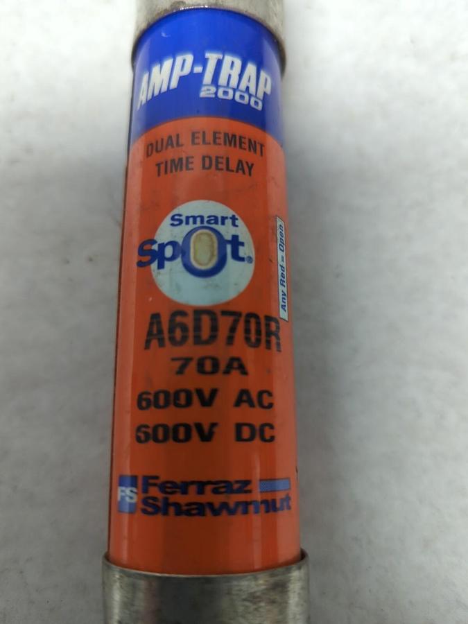 Used FERRAZ SHAWMUT,A6D70R,SMART SPOT 70 AMP FUSE PRE-OWNED
