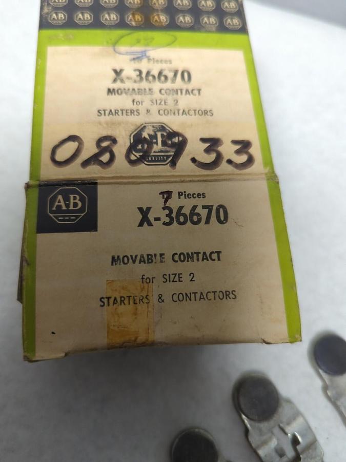 ALLEN-BRADLEY,X-36670,MOVEABLE CONTACTS FOR SIZE 2 STARTERS & CONT. LOT OF 7 NOS
