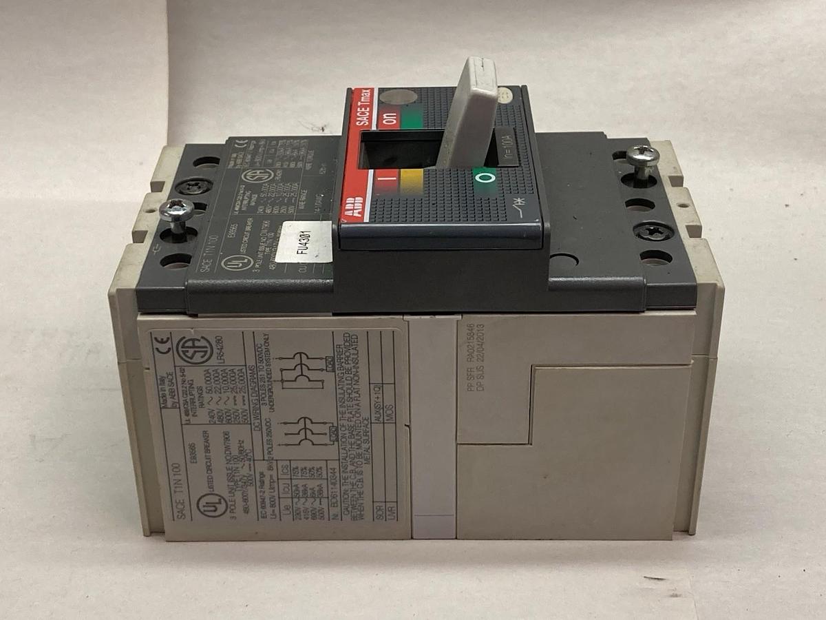 Used ABB,SACE T1N 100,3-Pole Circuit Breaker 480-600V 50/60Hz