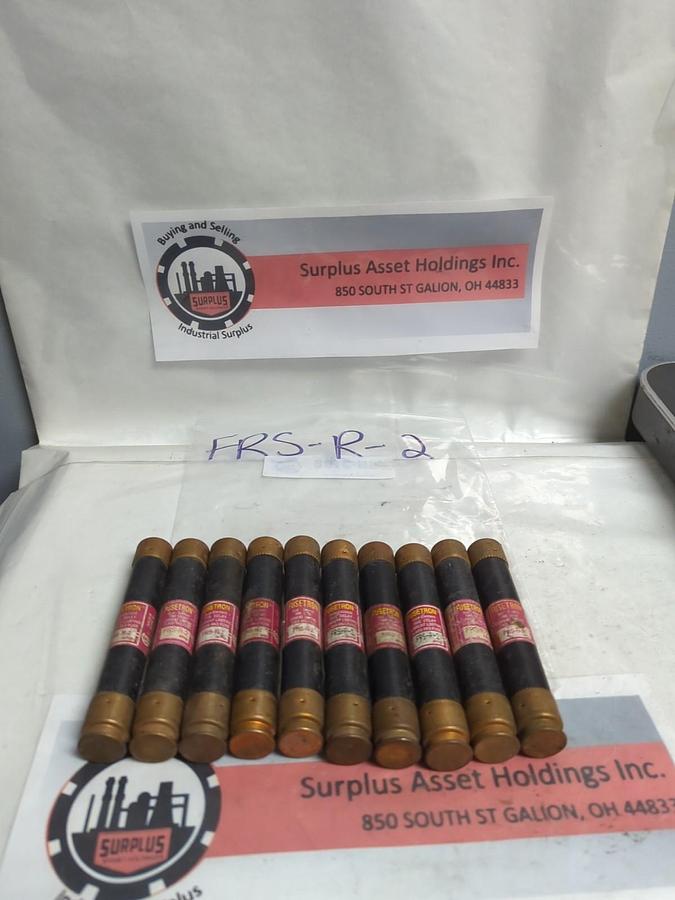 Used COOPER BUSSMANN,FRS-R-2,FUSETRON 2 AMP FUSE LOT OF 10 PRE-OWNED