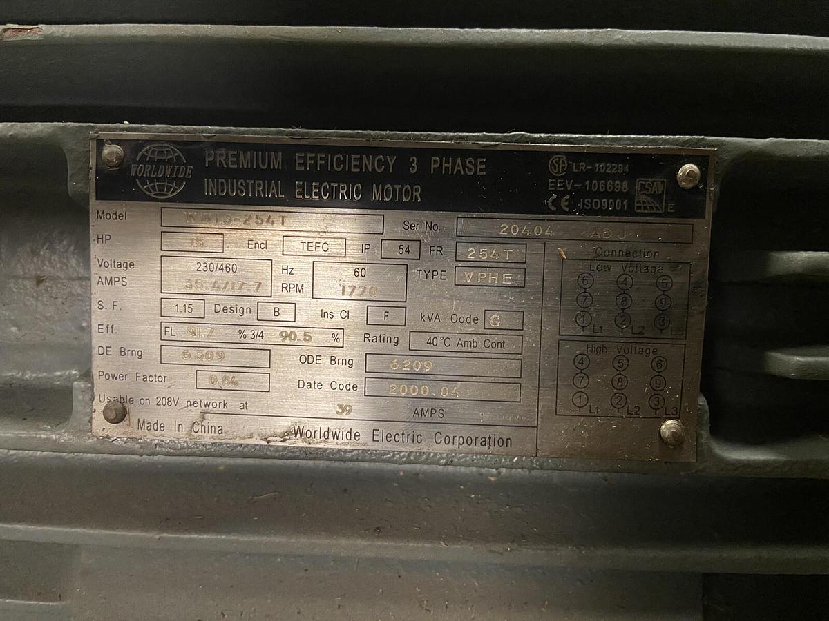 World Wide,WW15-254T,Motor 15Hp 1770RPM 230/460V Frame 254T