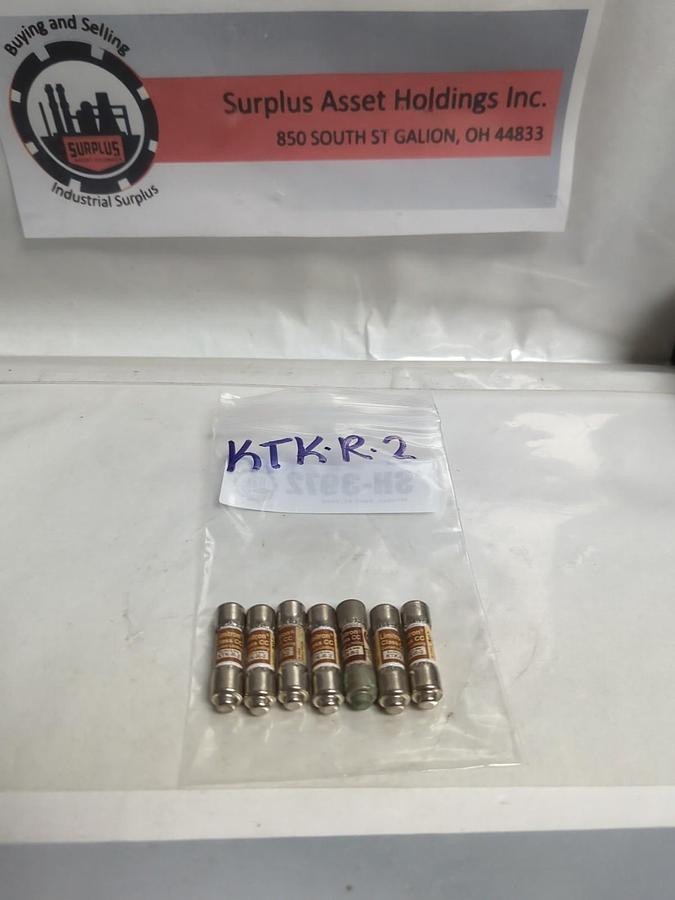 Used COOPER BUSSMANN,KTK-R-2,LIMITRON 2 AMP FUSE LOT OF 7 PRE-OWNED