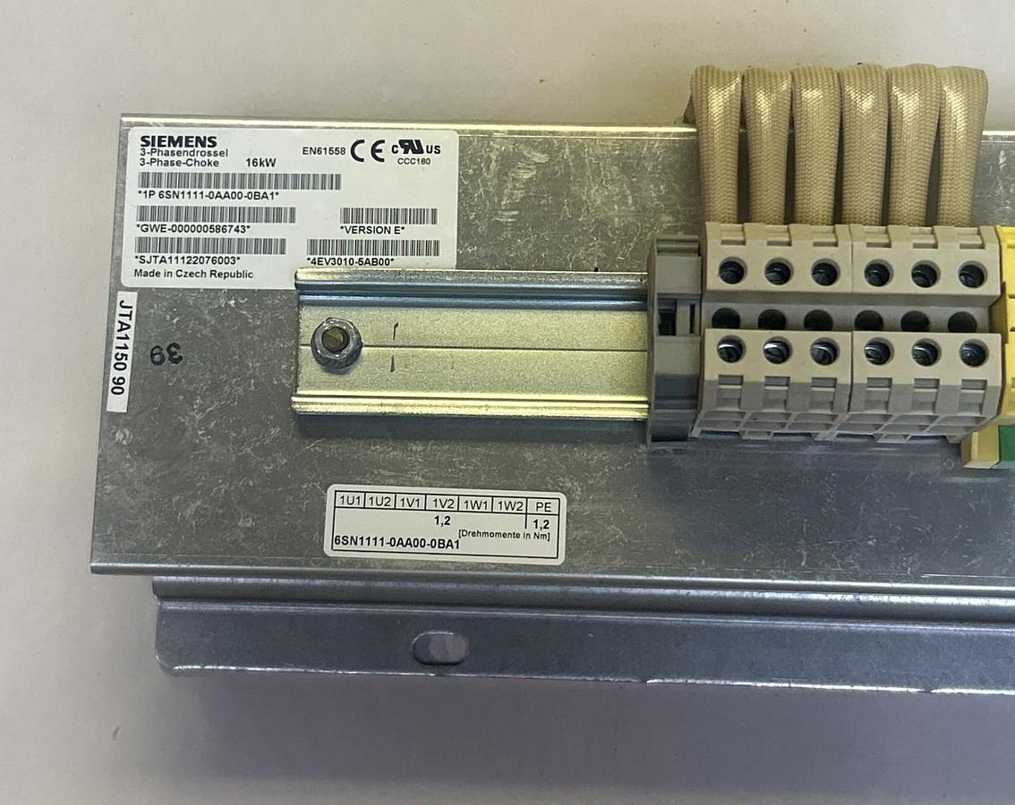 Used SIEMENS,6SN1111-0AA00-0BA1,LINE REACTOR 3PH 16KW