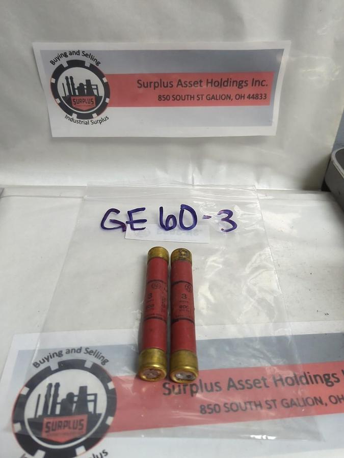 Used GE,60-3,ENCLOSED FUSE 3 AMP LOT OF 2 PRE-OWNED