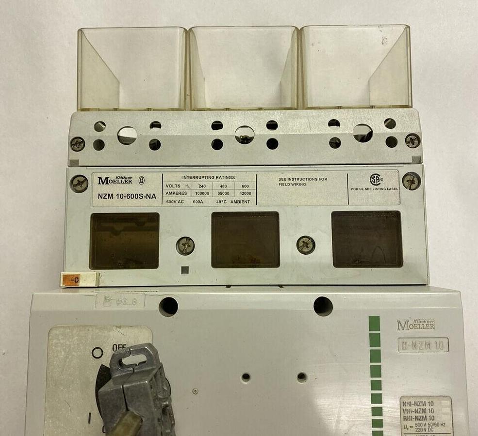 Used MOELLER,NZM10-600S-NA,CIRCUIT BREAKER 600A 600V W ZM-600-NZM10-NA TRIP MODULE