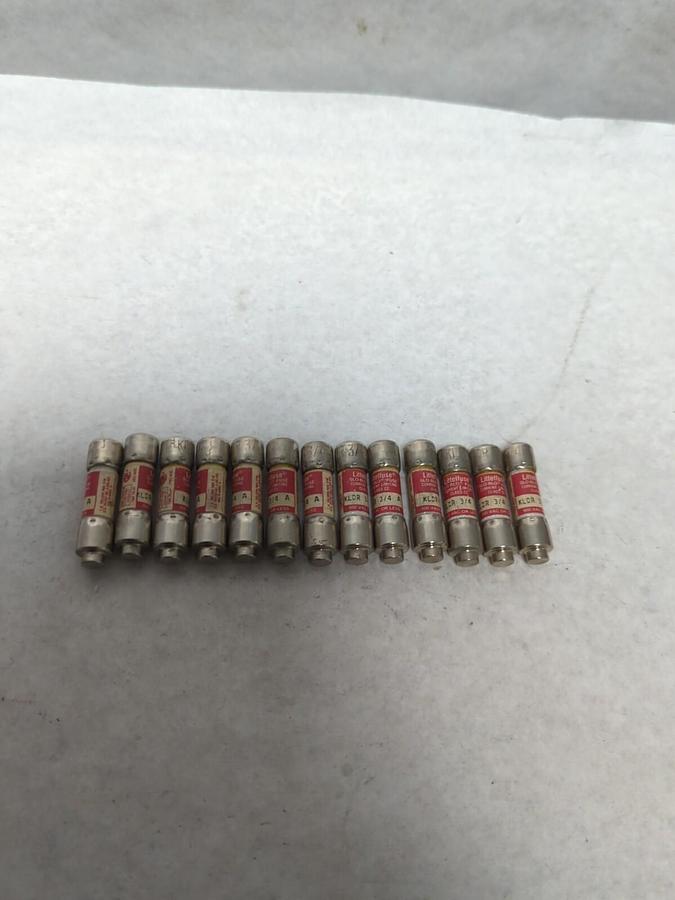 Used LITTELFUSE,KLDR-3/4,SLO-BLO 3/4 AMP FUSE LOT OF 13 PRE-OWNED