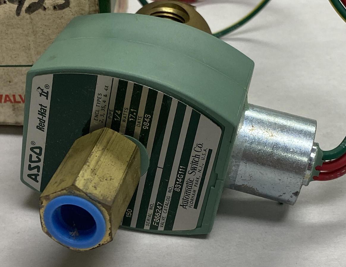 Asco,8314G111,Solenoid Valve 1/4" 120V NOS