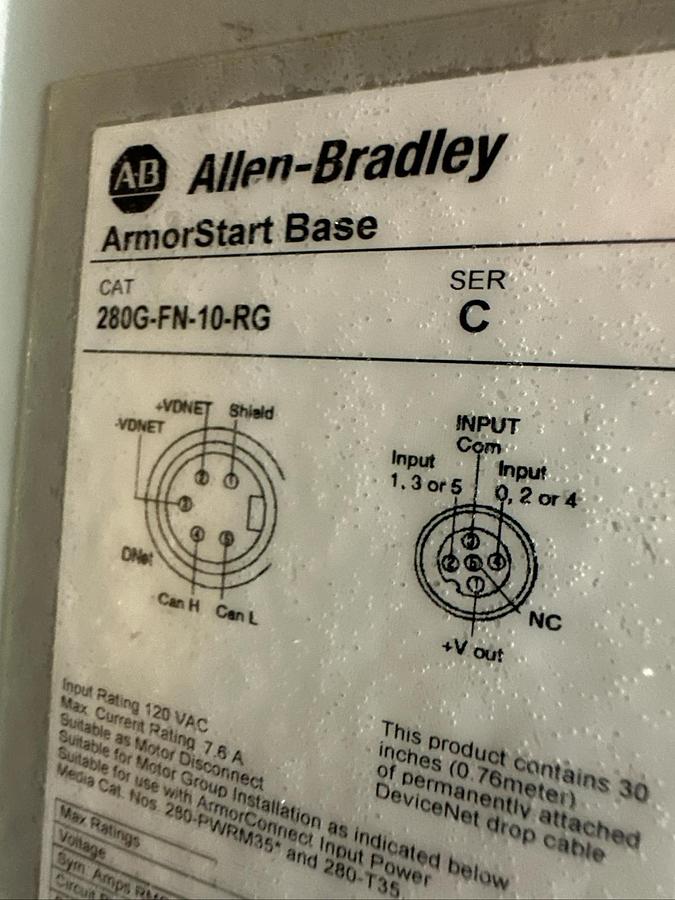 Used Allen Bradley,284G-FVD4POD-10-RRG-CBG-DB1-EMI,ArmorStart Control Module
