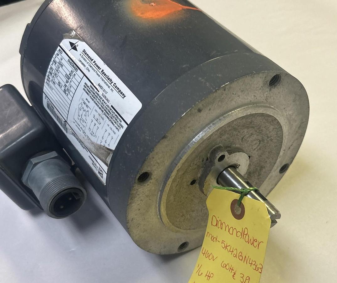 Used DIAMOND POWER,5K42GN4363,MOTOR 1/6HP 230/460V 1725RPM 3PH 56CZ FRAME
