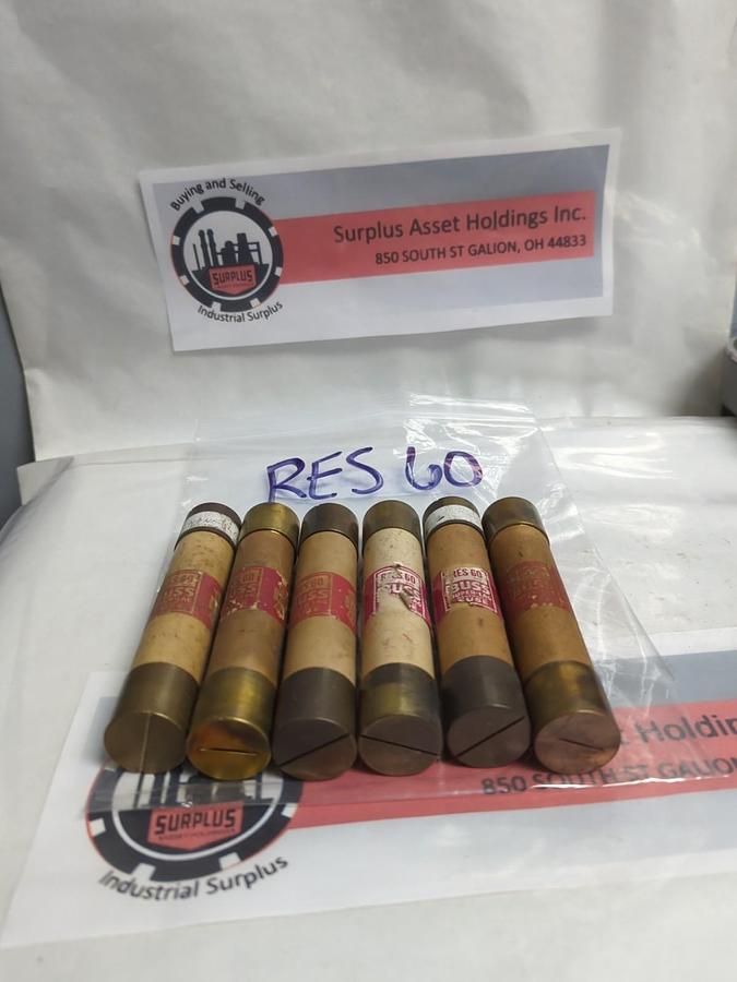 COOPER BUSSMANN,RES60,RENEWABLE 60 AMP FUSE LOT OF 6 PRE-OWNED