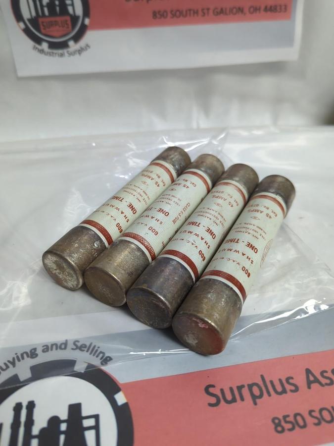 Used GOULD SHAWMUT,OTS45,ONE-TIME 45 AMP FUSE LOT OF 4 PRE-OWNED