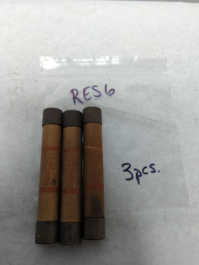 SHAWMUT,RES6,RENEWABLE 6 AMP FUSE LOT OF 3 PRE-OWNED