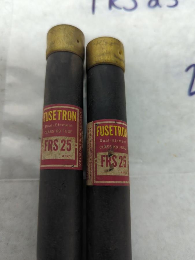 Used COOPER BUSSMANN,FRS-25,FUSETRON 25 AMP FUSE LOT OF 2 PRE-OWNED