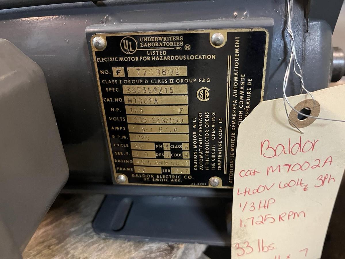 Used BALDOR,M7002A,HAZARDOUS LOC MOTOR 1/3HP 3PH 1725RPM FR 56