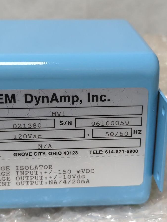 LEM DYNAMP,021380,MODEL MVI VOLTAGE ISOLATOR 120VAC 50/60HZ MISSING BOX