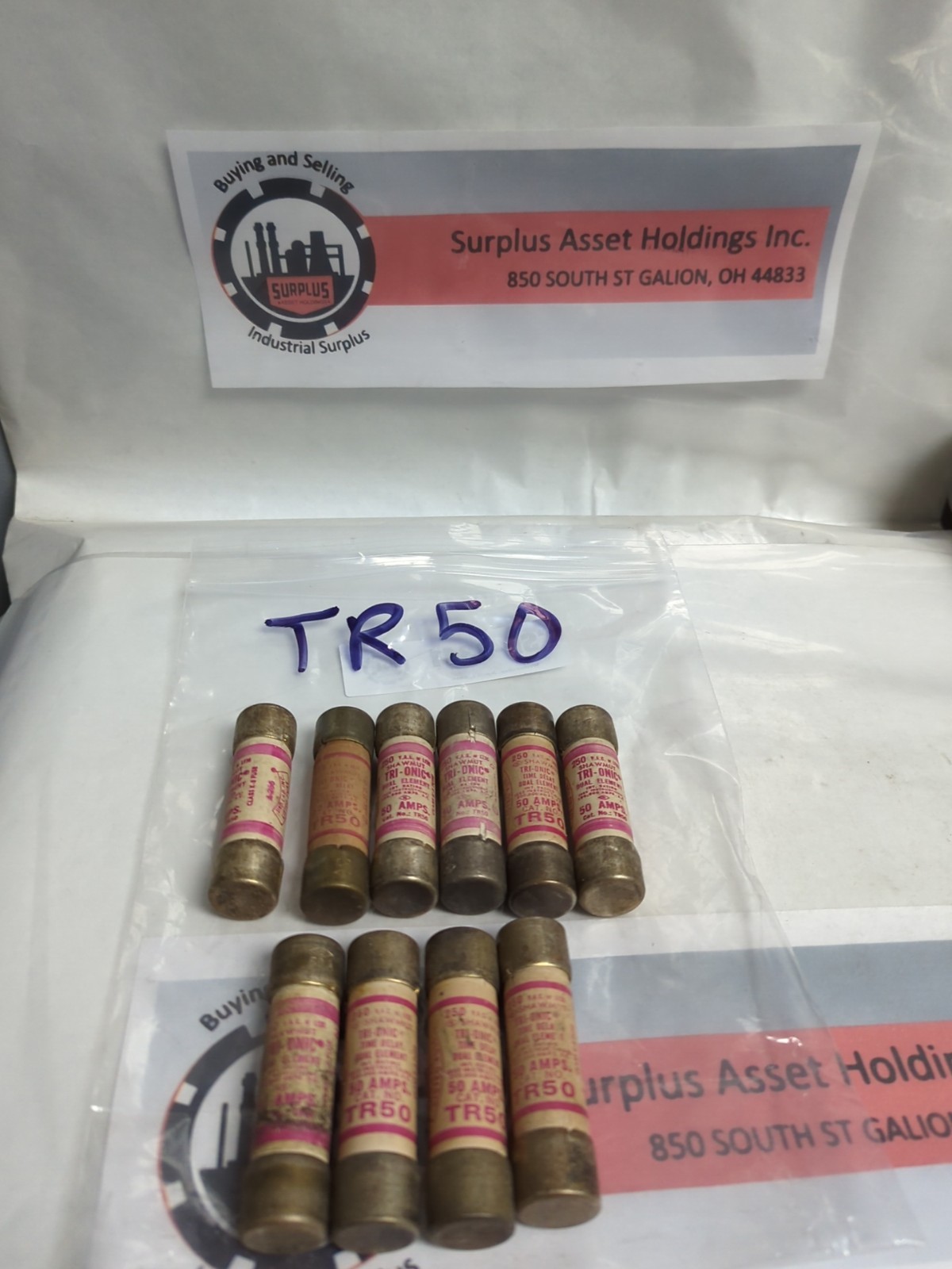 Used GOULD SHAWMUT,TR-50,TRI-ONIC 50 AMP FUSE LOT OF 10 PRE-OWNED