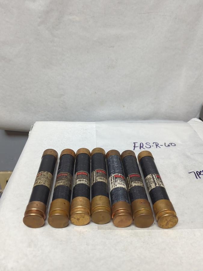 Used COOPER BUSSMANN,FRS-R-60,FUSETRON 60 AMP FUSE LOT OF 7 PRE-OWNED