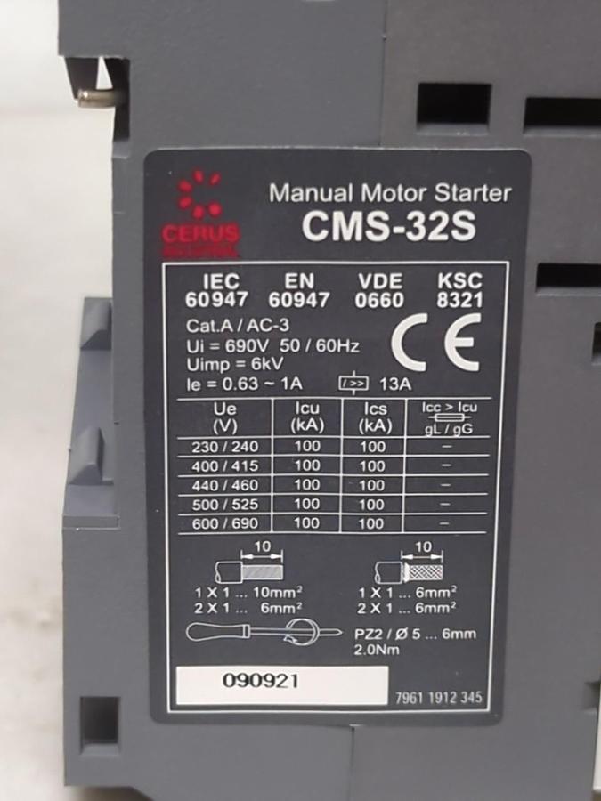 CERUS,CMS-32S,MANUAL MOTOR STARTER 1A NEW