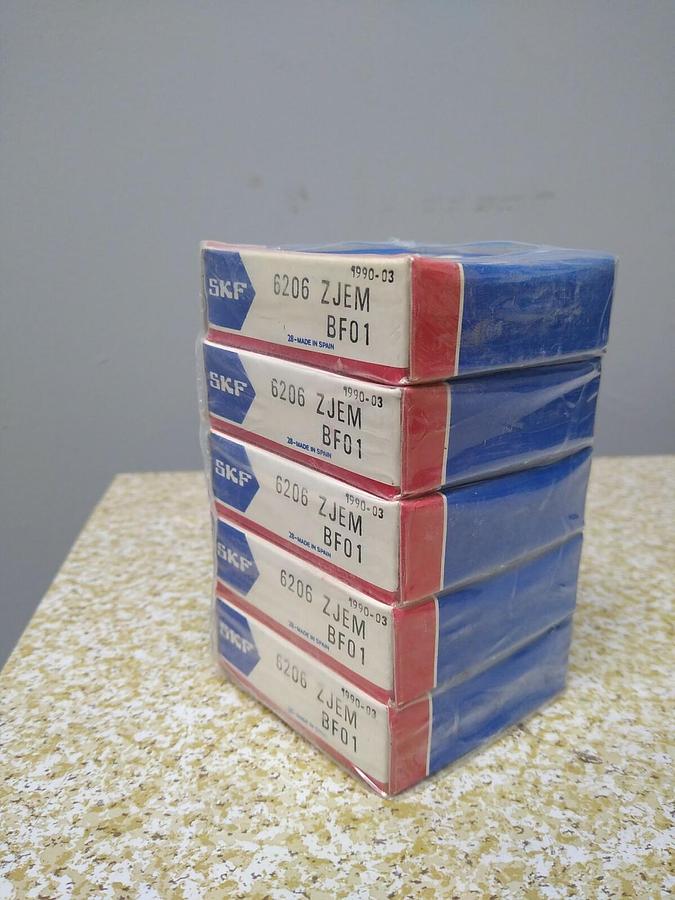 Used SKF,6206 ZJEM/BF01,Deep Groove Ball Bearing Lot of 5 NOS