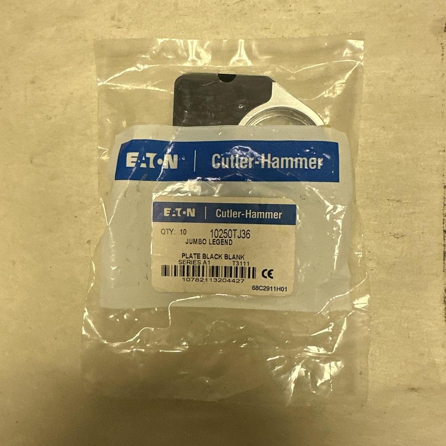 Used Cutler-Hammer,10250TJ36,Jumbo Legend Plate Black Blank QTY 10