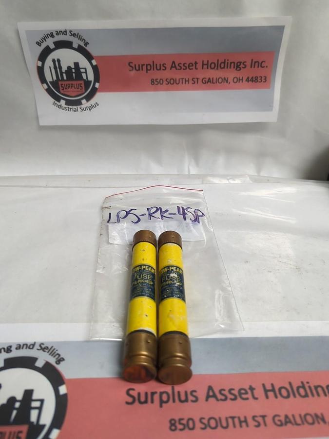 Used COOPER BUSSMANN,LPS-RK-4SP,LOW-PEAK 4 AMP FUSE LOT OF 2 PRE-OWNED