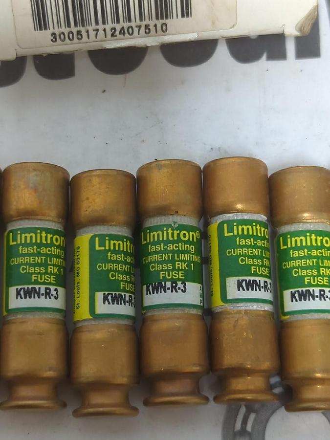COOPER BUSSMANN,KWN-R-3,3 AMP LIMITRON FUSES BOX OF 10 NEW