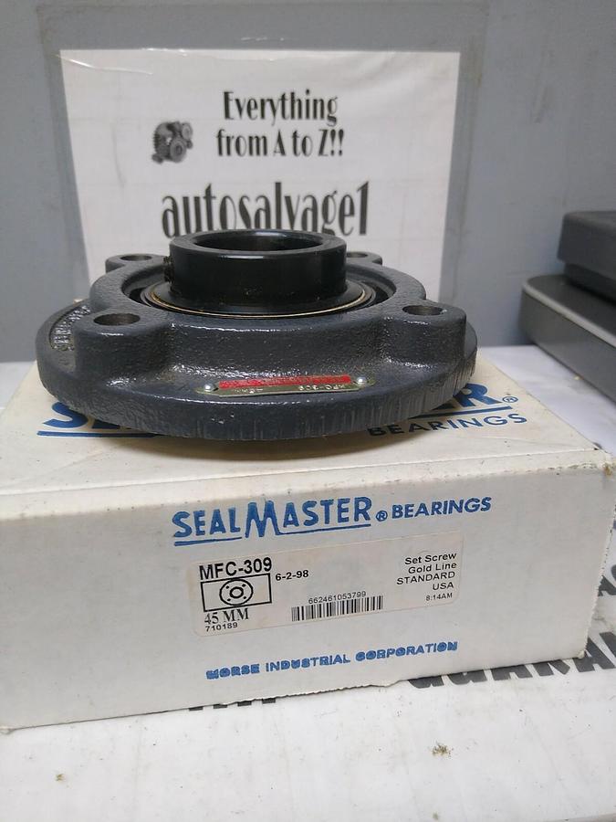 SEALMASTER,MFC-309,FLANGE MOUNT BEARING 4-BOLT BASE 45MM BORE NOS