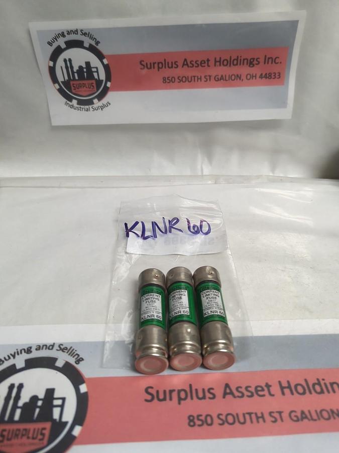 Used LITTELFUSE,KLNR-60,FAST-ACTING 60 AMP FUSE LOT OF 3 PRE-OWNED