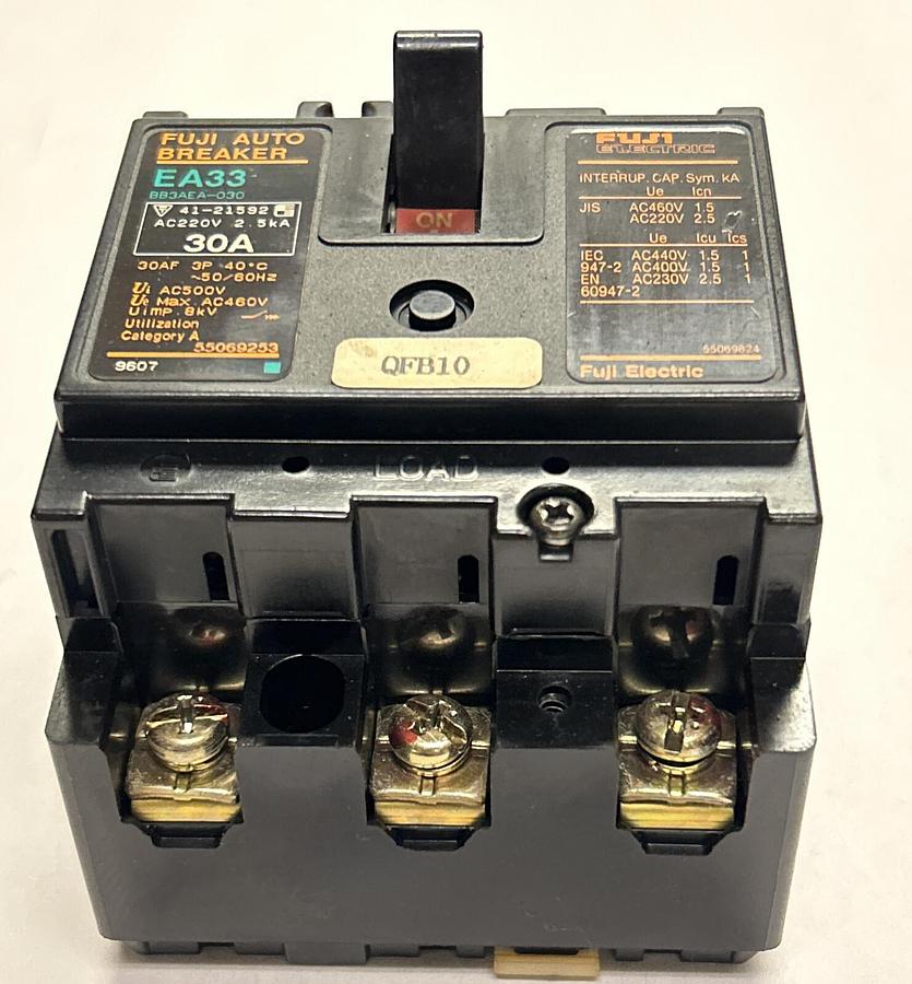 Used FUJI ELECTRIC,BB3AEA-030,CIRCUIT BREAKER 30A 500V 3P