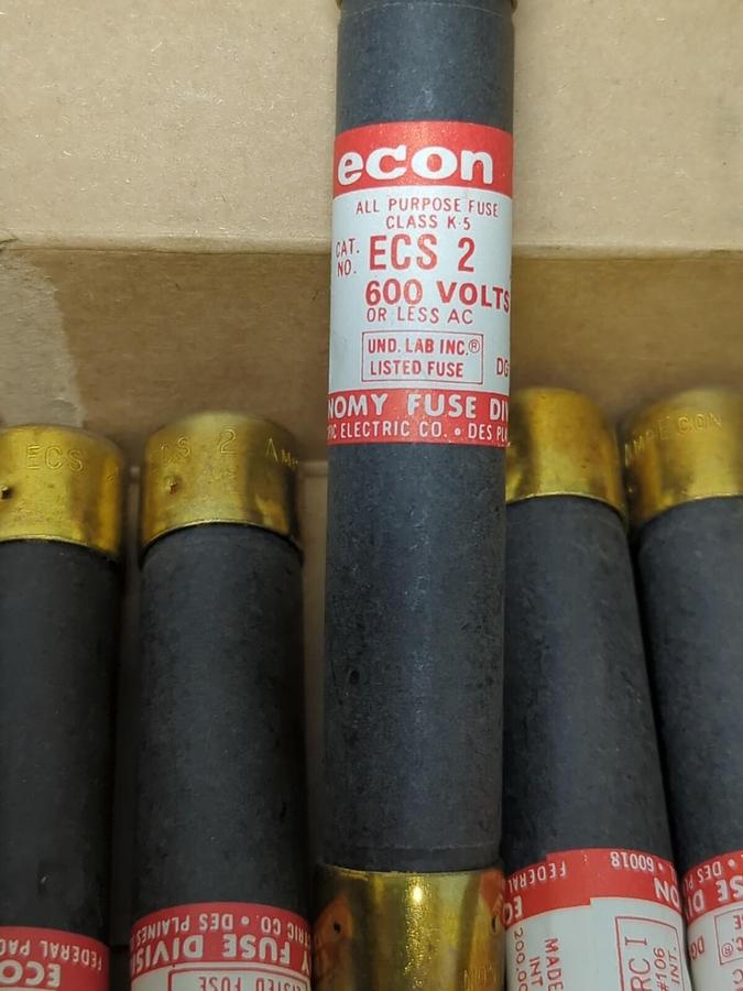 FEDERAL PACIFIC CO.,ECS-2,ECON 2 AMP FUSES BOX OF 10 NOS