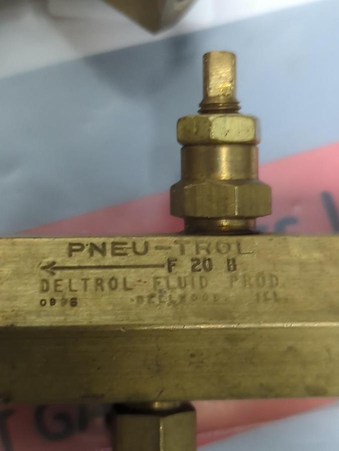 Used DELTROL,F20B,PNEU-TROL 3/8 INCH FLOW CONTROL VALVE LOT OF 9 PRE-OWNED