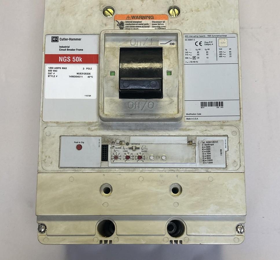Used EATON CUTLER-HAMMER,NGS312033E,CIRCUIT BREAKER 1200A 600V 3P
