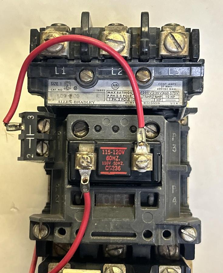 Used ALLEN BRADLEY,509-BOD,NON-REVERSING STARTER SIZE 1 27AMP 600V