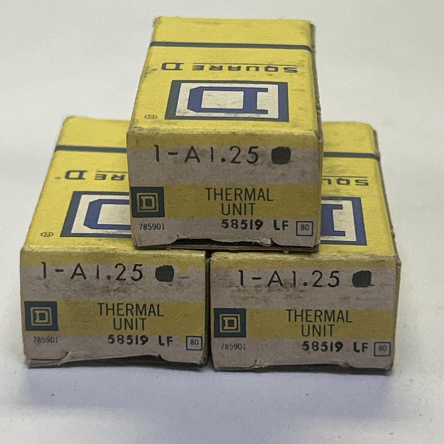 SQUARE D,A1.25,THERMAL OVERLOAD HEATER ELEMENT LOT OF 3 NOS