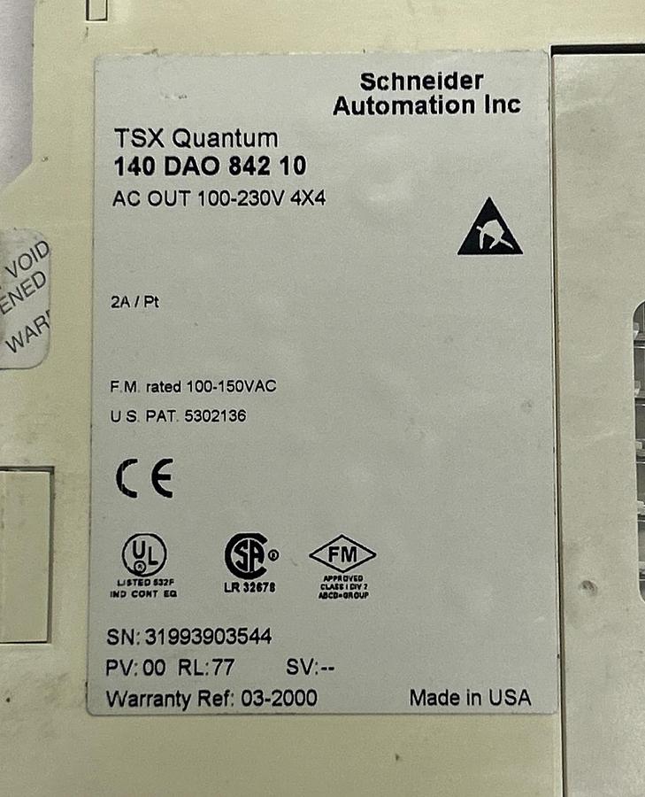 Used SCHNEIDER ELECTRIC MODICON,140-DAO-842-10,DISCRETE OUTPUT MODULE