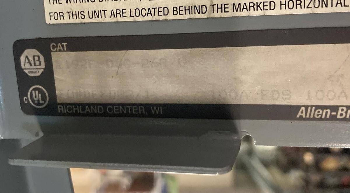Used Allen-Bradley,2192F,MCC 20 Inch Fused Disconnect MCC Bucket 100A