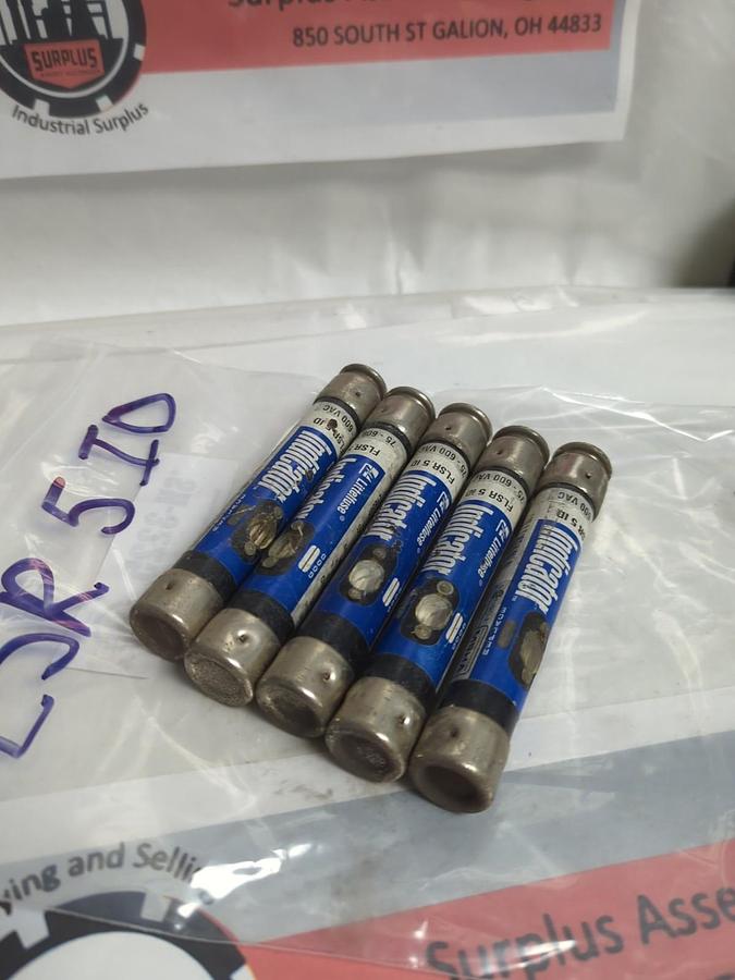 Used LITTELFUSE,FLSR5ID,INDICATOR 5 AMP FUSE LOT OF 5 PRE-OWNED