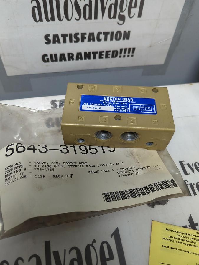 BOSTON GEAR,E81FA13,AIR CONTROL VALVE NOS