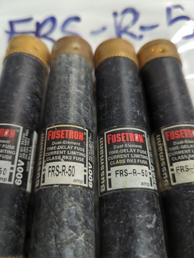 Used COOPER BUSSMANN,FRS-R-50,FUSETRON FUSE 50 AMP LOT OF 4 PRE-OWNED