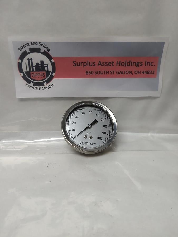 Used ASHCROFT,Q-8962,PRESSURE GAUGE 0-1000PSI PRE-OWNED