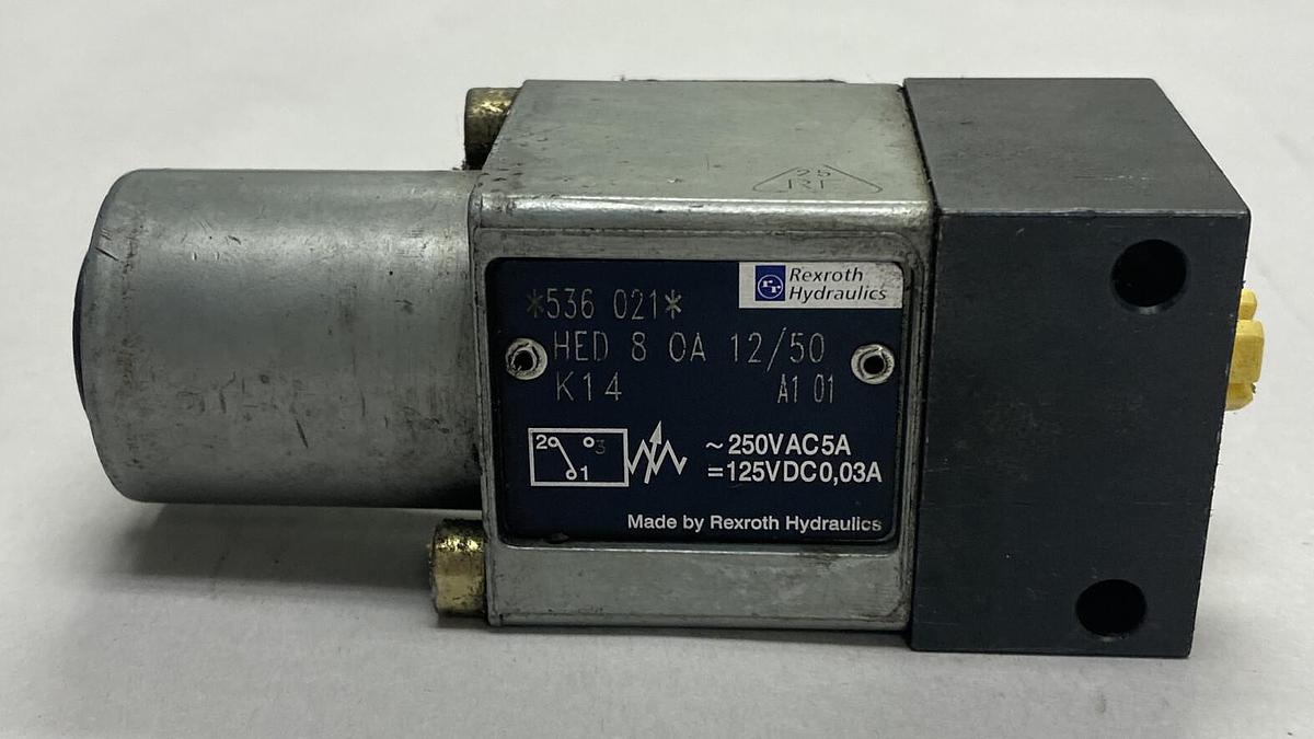 Used BOSCH REXROTH,HED8-OA-12/50,PRESSURE SWITCH 250V 5AMP 125VDC .03AMP