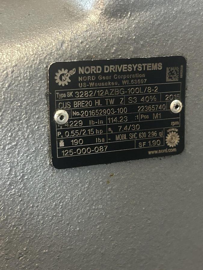 Used NORD,SK3282/12AZBG-100L/8-2,SPEED REDUCER 114.23:1 RATIO