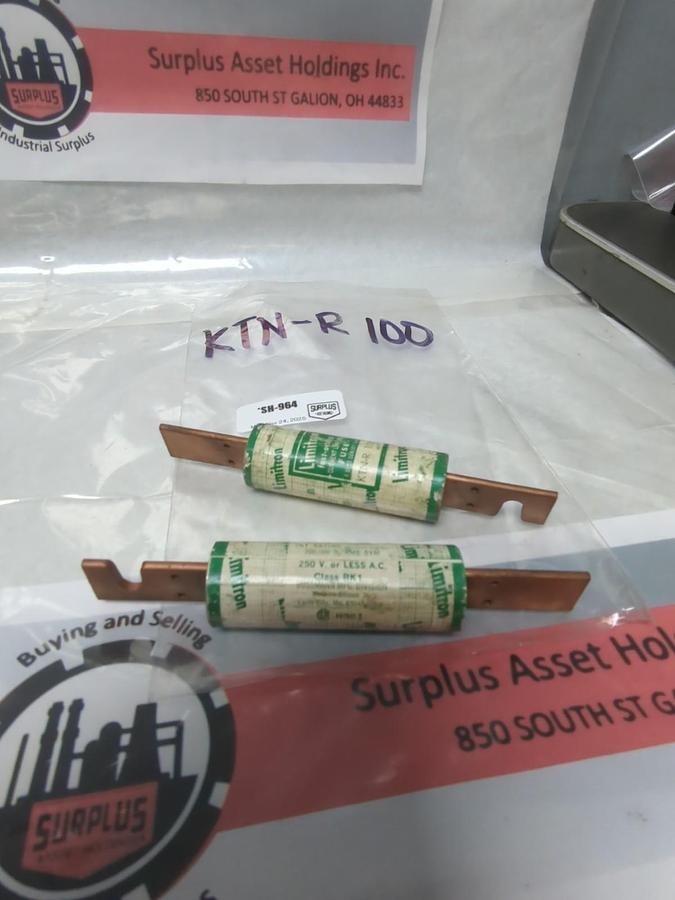 Used COOPER BUSSMANN,KTN-R-100,LIMITRON 100 AMP FUSE LOT OF 2 PRE-OWNED