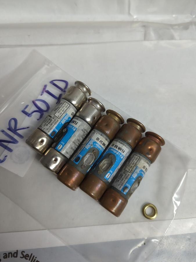 Used LITTELFUSE,FLNR-50ID,INDICATOR 50 AMP FUSE LOT OF 5 PRE-OWNED