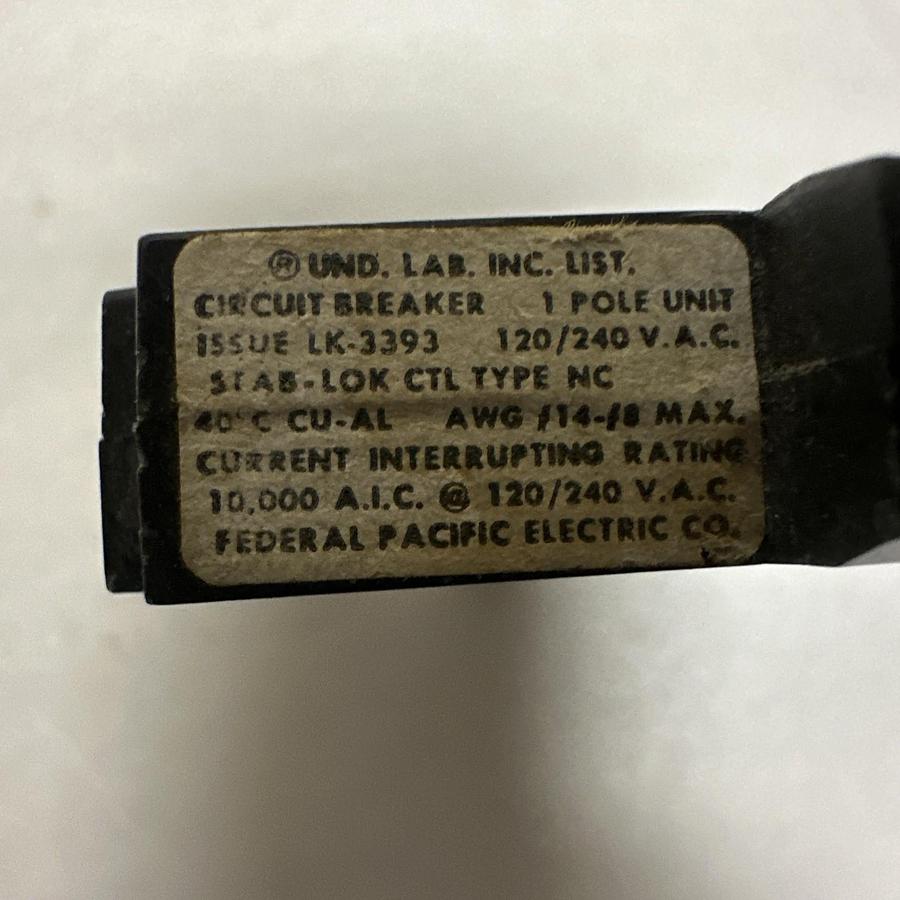 Used F.P.E.,NC030,30AMP Single Pole 120VAC Circuit Breaker LOT of 4